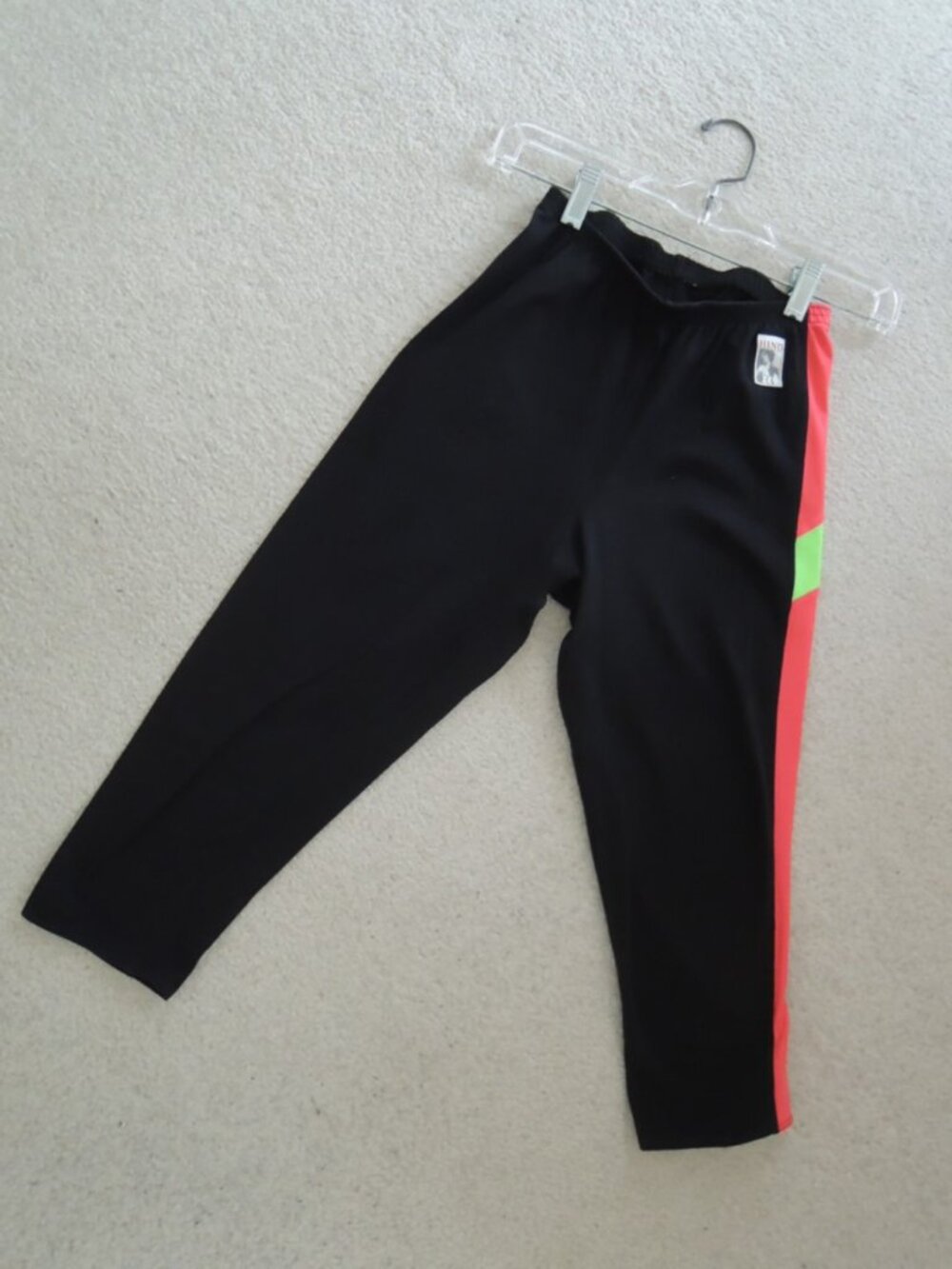 Ladies Capri Leggings Size S Exercise Pants Black + Bright Side Stripe by HIND